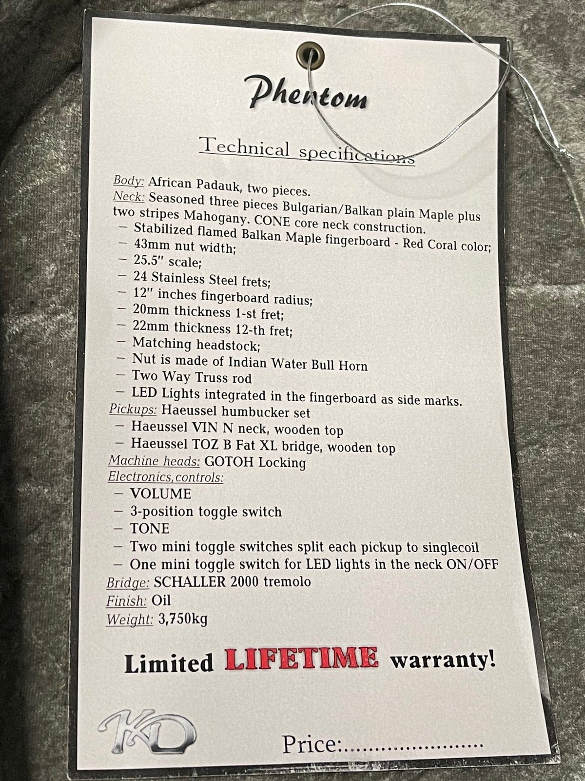 KD guitars Electric Guitar Used KD Guitars Phentom Electric Guitar with Case