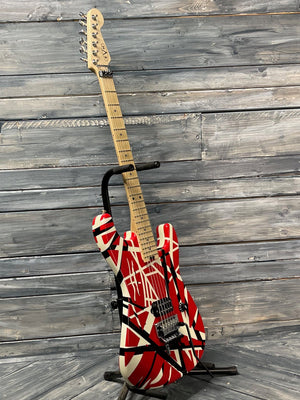 Peavey Electric Guitar Used EVH MIM Striped Guitar with Fender Bag - Red/White/Black Striped Finish