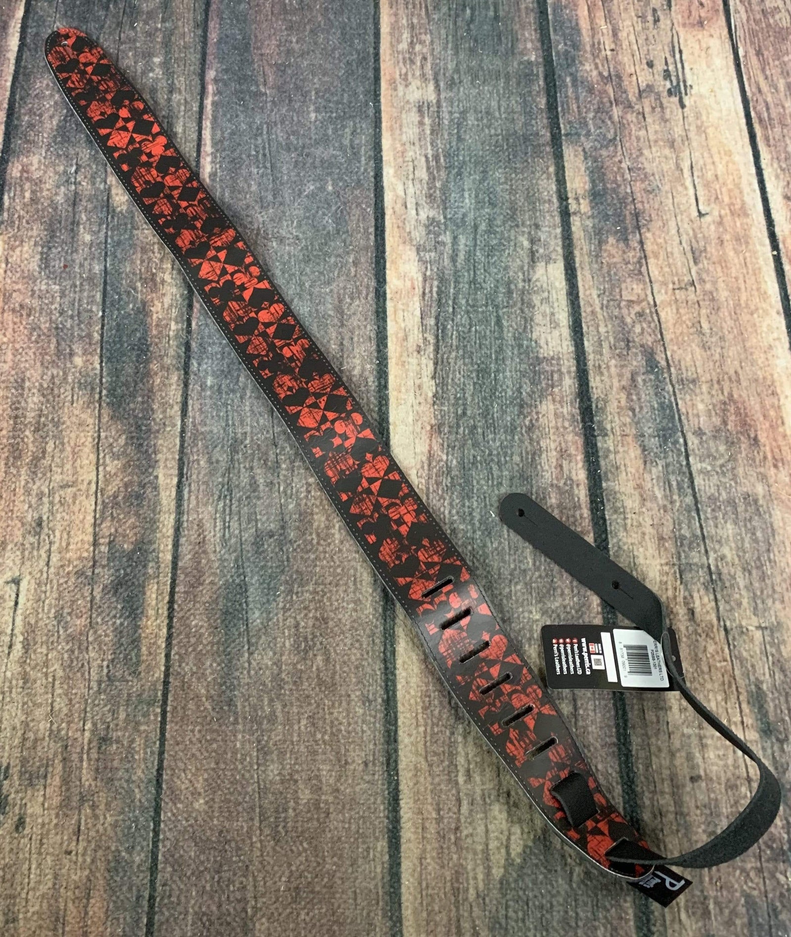 Perri''s Leathers Strap Perri's P25SS-1301 2.5" Adjustable Leather Strap- Clubs, Spades, Hearts, Diamonds