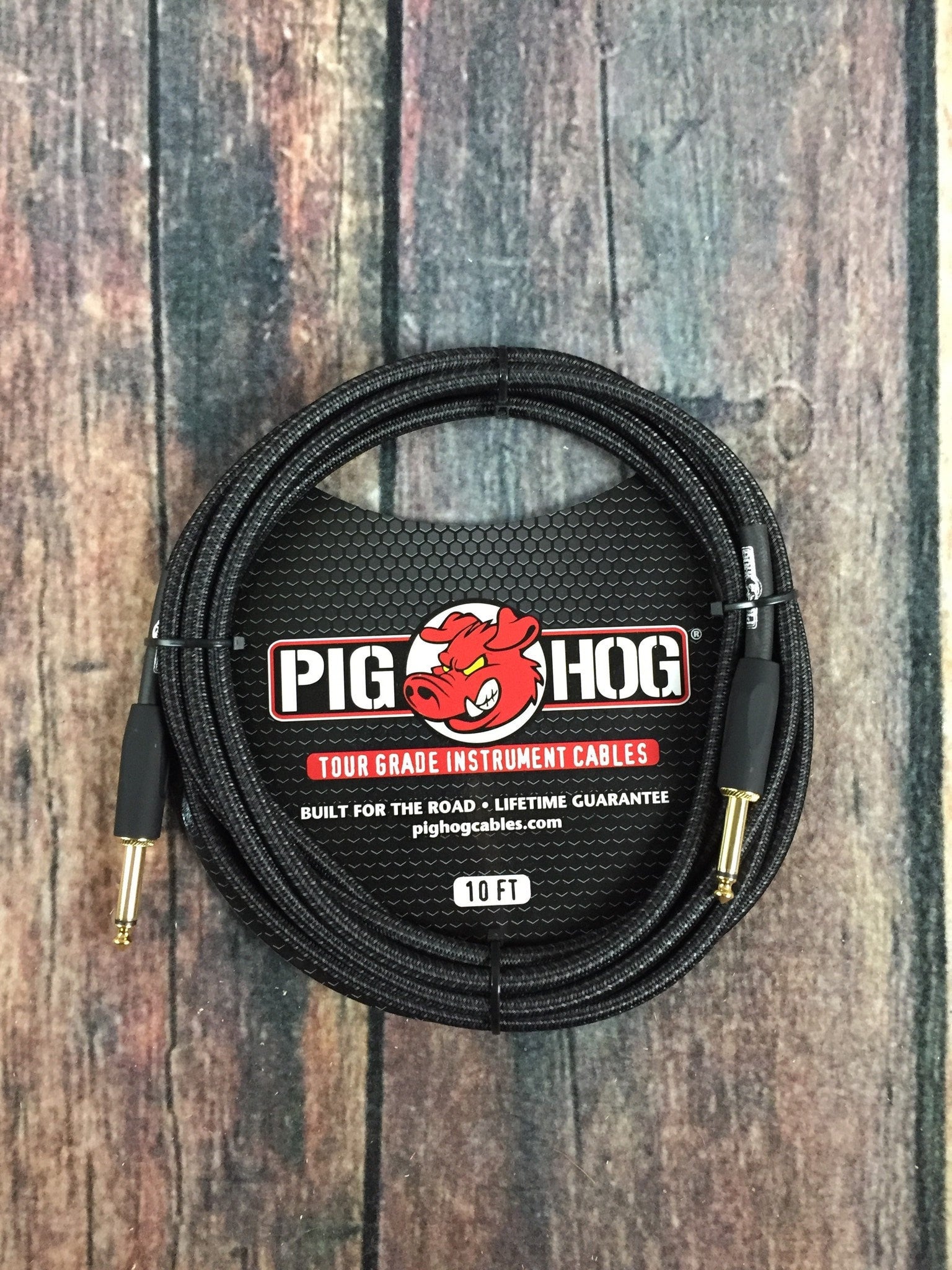 Pig Hog Cable Pig Hog PCH10BK 10ft Black Woven Straight to Straight Instrument Cable