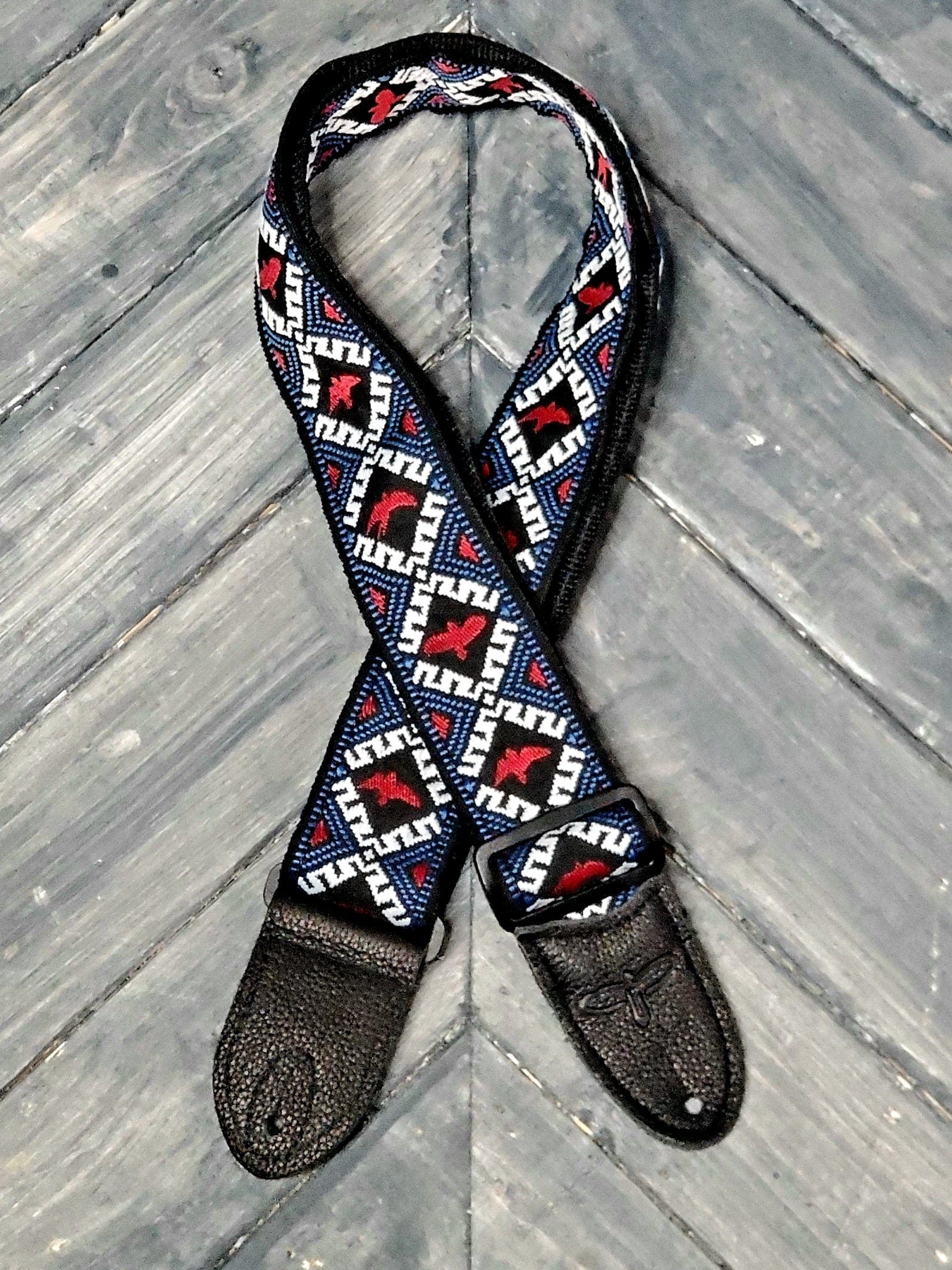 PRS Strap PRS Paul Reed Smith Jacquard Hootenanny Style 2" Strap Red, White & Blue Birds