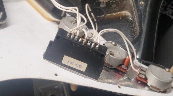 Used Squier close up of the pickup selector switch