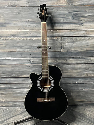 Stagg Acoustic Electric Guitar Stagg SA40MJCFI Mini Jumbo Acoustic Electric Guitar - Black