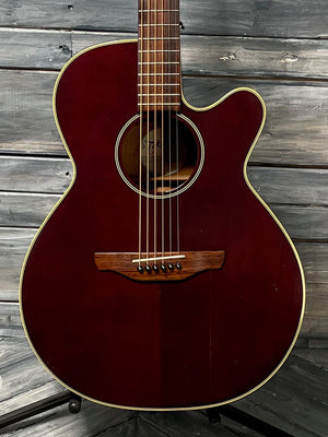 Takamine Acoustic Guitar Used Takamine EG140SRC Acoustic Electric Guitar with Takamine Case - Burgundy